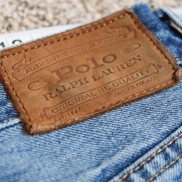 Polo Ralph Lauren Vintage Classic Fit Jeans Men 30x30 Blue Distressed Button Fly - Picture 5 of 13